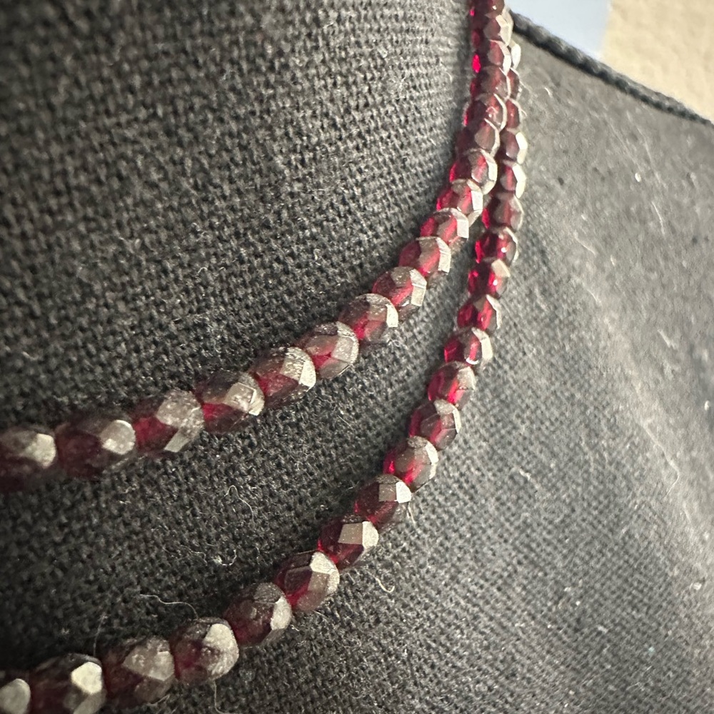 Faceted Garnet Red Beaded Necklace - Women Jewelry